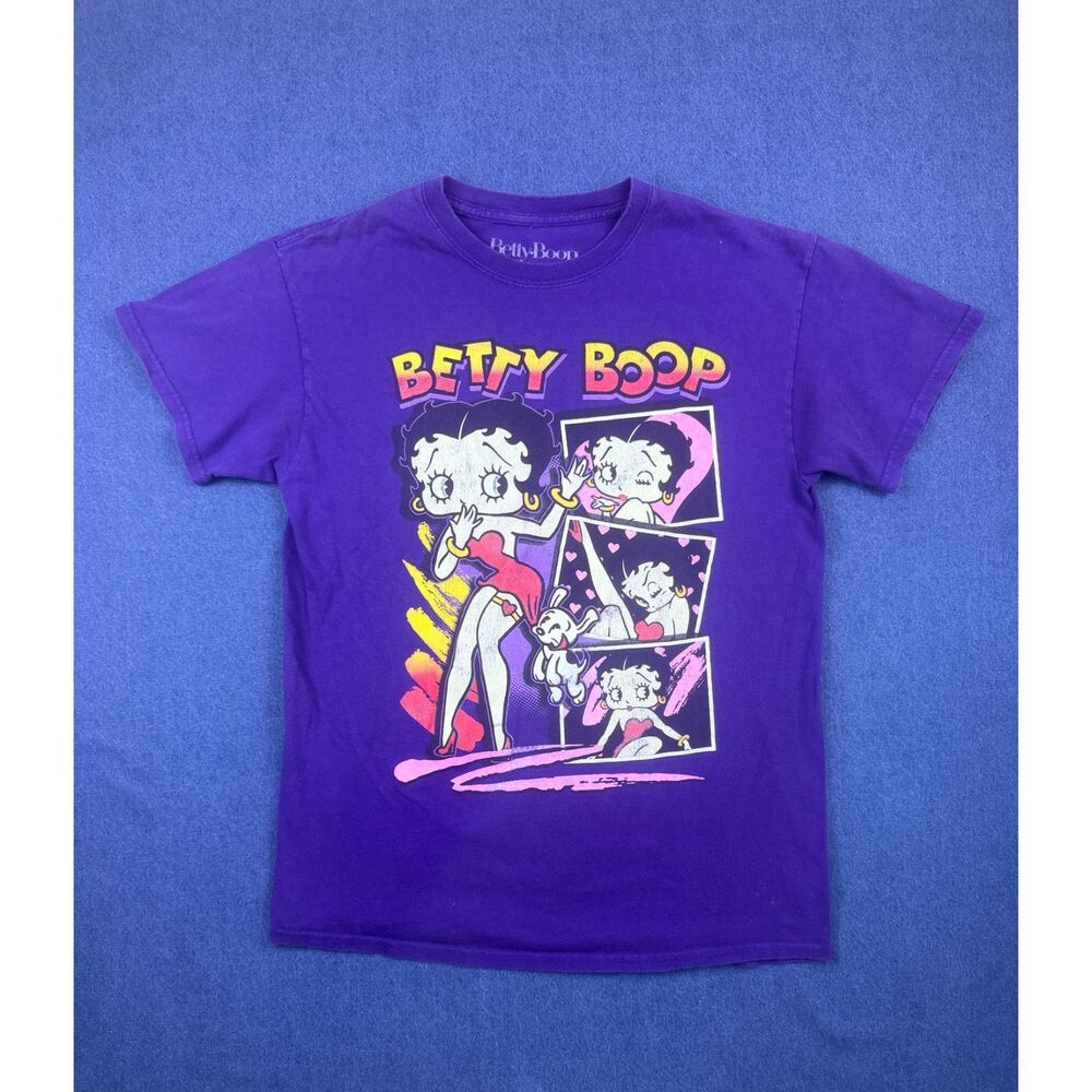 Betty Boop Womens M Purple Graphic T Shirt Cartoon Y2K Style Tee